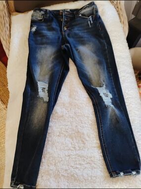 No Boundaries Dark Blue Distressed Skinny Jeans